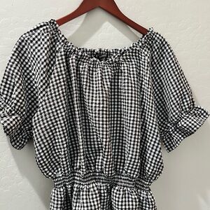 Buffalo David Bitton Black and White Checkered Blouse